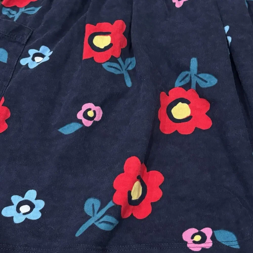 Hanna Andersson Girls 5 Mixie Dress Blue Stripe Floral Long Sleeve 100% Cotton